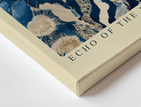 Paul Sinus Wandbild Echo of the Northern Woods Wolf in Blue and Gold Forest Patterns