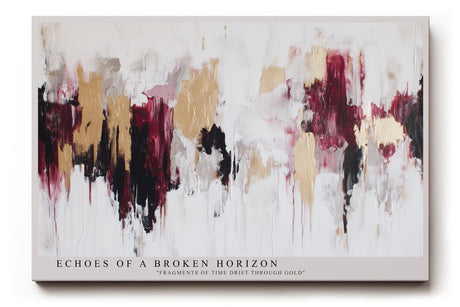 Paul Sinus Wandbild Echoes of a Broken Horizon – Abstrakte Kraft in Gold, Rot und Weiß mit moderner Ausdrucksstärke