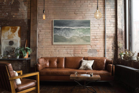 Paul Sinus Wandbild 120x80cm Edge of Surf and Sand Luftaufnahme Meer Wellen Strand Natur Fotokunst Poster für Wohnzimmer Schlafzimmer Büro