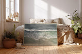Paul Sinus Wandbild 120x80cm Edge of Surf and Sand Luftaufnahme Meer Wellen Strand Natur Fotokunst Poster für Wohnzimmer Schlafzimmer Büro