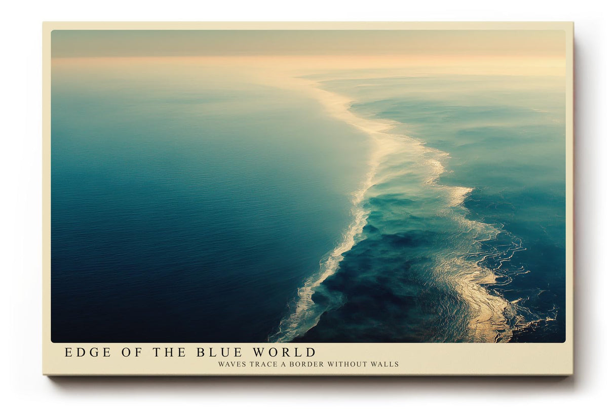 Paul Sinus Wandbild 120x80cm Edge of the Blue World Luftaufnahme Meer Ozean Natur Poster für Wohnzimmer Büro Schlafzimmer