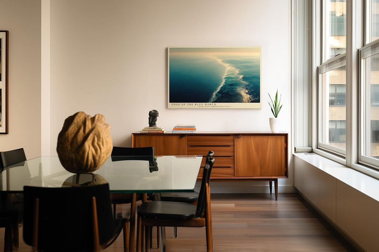 Paul Sinus Wandbild 120x80cm Edge of the Blue World Luftaufnahme Meer Ozean Natur Poster für Wohnzimmer Büro Schlafzimmer