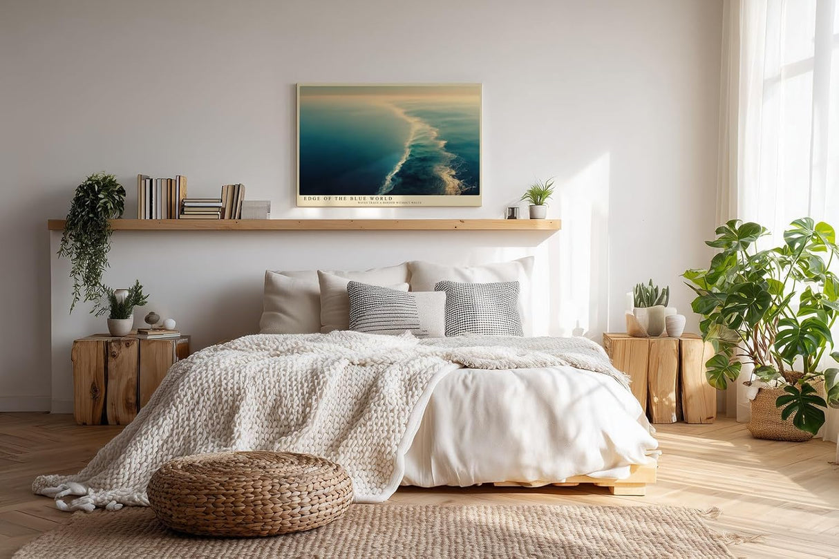 Paul Sinus Wandbild 120x80cm Edge of the Blue World Luftaufnahme Meer Ozean Natur Poster für Wohnzimmer Büro Schlafzimmer