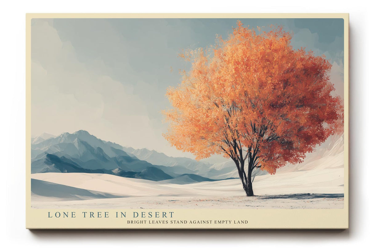Paul Sinus Wandbild 120x80cm einsamer Baum Wüstenlandschaft orange Herbstbaum minimalistische Naturkunst ruhige Landschaft moderne