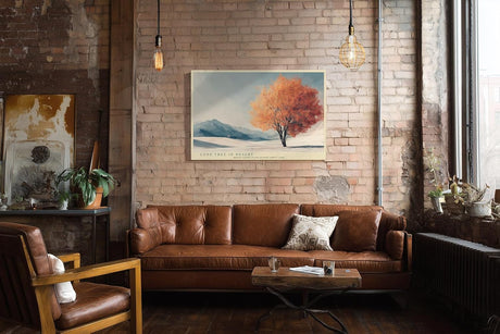 Paul Sinus Wandbild 120x80cm einsamer Baum Wüstenlandschaft orange Herbstbaum minimalistische Naturkunst ruhige Landschaft moderne