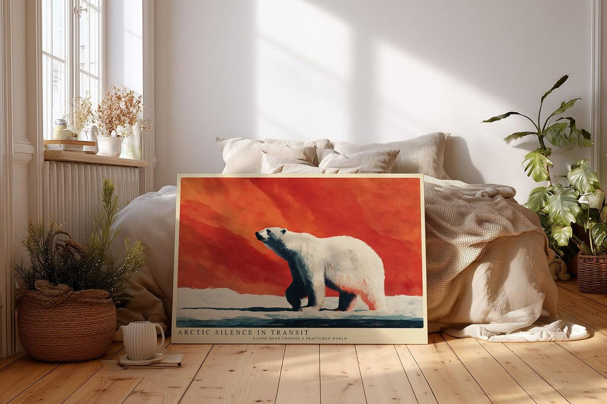 Paul Sinus Wandbild 120x80cm Eisbär Arktis Natur Kunstmotiv Polarlandschaft mit starkem Farbkontrast