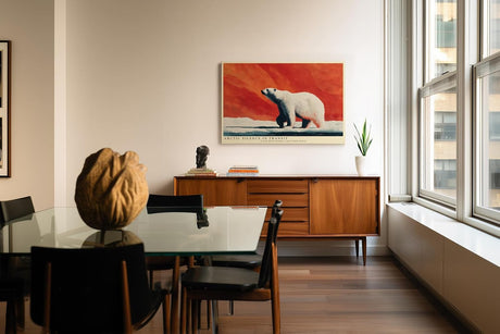 Paul Sinus Wandbild 120x80cm Eisbär Arktis Natur Kunstmotiv Polarlandschaft mit starkem Farbkontrast