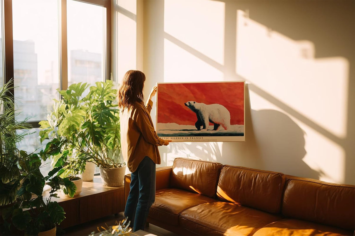 Paul Sinus Wandbild 120x80cm Eisbär Arktis Natur Kunstmotiv Polarlandschaft mit starkem Farbkontrast