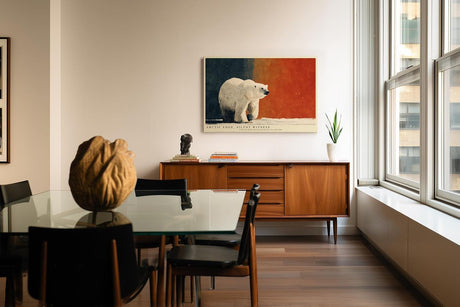 Paul Sinus Wandbild 120x80cm Eisbär in arktischer Landschaft Moderne Tierkunst mit starkem Farbkontrast fuer stilvolle Raeume