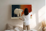 Paul Sinus Wandbild 120x80cm Eisbär in arktischer Landschaft Moderne Tierkunst mit starkem Farbkontrast fuer stilvolle Raeume