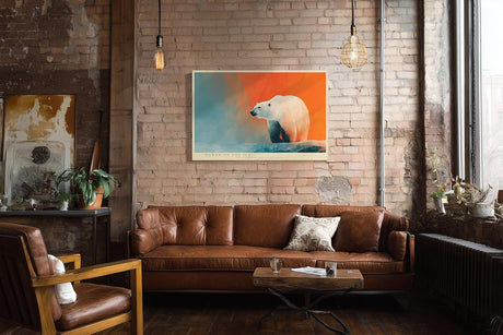 Paul Sinus Wandbild 120x80cm Eisbär Moderne Tierkunst Arktische Landschaft Illustration für Wohnzimmer Büro Flur