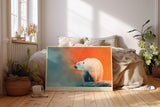 Paul Sinus Wandbild 120x80cm Eisbär Moderne Tierkunst Arktische Landschaft Illustration für Wohnzimmer Büro Flur