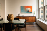 Paul Sinus Wandbild 120x80cm Eisbär Moderne Tierkunst Arktische Landschaft Illustration für Wohnzimmer Büro Flur
