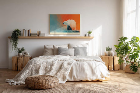Paul Sinus Wandbild 120x80cm Eisbär Moderne Tierkunst Arktische Landschaft Illustration für Wohnzimmer Büro Flur