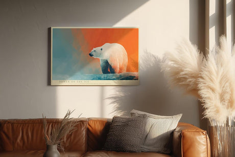 Paul Sinus Wandbild 120x80cm Eisbär Moderne Tierkunst Arktische Landschaft Illustration für Wohnzimmer Büro Flur