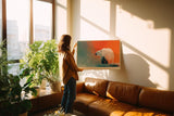 Paul Sinus Wandbild 120x80cm Eisbär Moderne Tierkunst Arktische Landschaft Illustration für Wohnzimmer Büro Flur