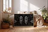 Paul Sinus Wandbild Electric Formulas technisches Kunstwerk mit Röhren und Zahlenstrukturen in gold-schwarzem Design für moderne Interieurs mit industriellem Flair