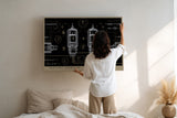 Paul Sinus Wandbild Electric Formulas technisches Kunstwerk mit Röhren und Zahlenstrukturen in gold-schwarzem Design für moderne Interieurs mit industriellem Flair