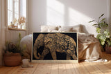 Paul Sinus Wandbild 120x80cm Elefant Ornament Kunst gold schwarz Tierillustration elegante Leinwand Wanddekoration exotisches Tiermotiv fuer Wohnzimmer Büro