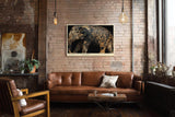 Paul Sinus Wandbild 120x80cm Elefant Ornamente schwarz gold moderne Tierkunst elegantes Kunstbild exotische Wanddekoration fuer Wohnzimmer Büro
