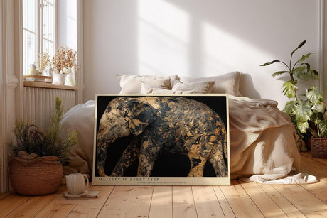 Paul Sinus Wandbild 120x80cm Elefant Ornamente schwarz gold moderne Tierkunst elegantes Kunstbild exotische Wanddekoration fuer Wohnzimmer Büro