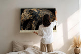 Paul Sinus Wandbild 120x80cm Elefant Ornamente schwarz gold moderne Tierkunst elegantes Kunstbild exotische Wanddekoration fuer Wohnzimmer Büro