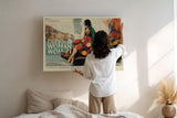 Paul Sinus Wandbild 120x80cm Elegante Frau am Wasser Moderne Stadt Collage Kunst Wanddekoration