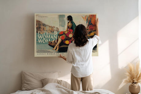 Paul Sinus Wandbild 120x80cm Elegante Frau am Wasser Moderne Stadt Collage Kunst Wanddekoration