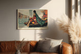 Paul Sinus Wandbild 120x80cm Elegante Frau am Wasser Moderne Stadt Collage Kunst Wanddekoration