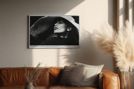 Paul Sinus Wandbild 120x80cm Elegante Frau im Schatten mit Hut stilvolles Schwarz Weiss Portraet moderne Kunst fuer Wohnräume