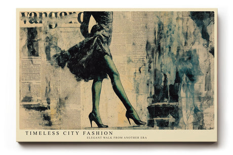 Paul Sinus Wandbild 120x80cm Elegante Frau in Vintage Mode Collage Stadt Fashion Kunst Wanddekoration