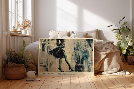 Paul Sinus Wandbild 120x80cm Elegante Frau in Vintage Mode Collage Stadt Fashion Kunst Wanddekoration