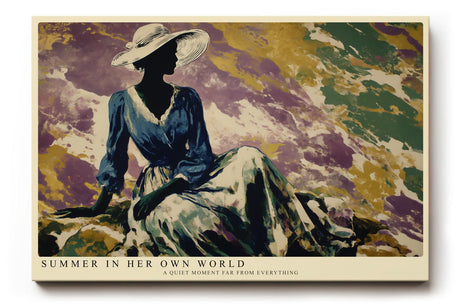 Paul Sinus Wandbild 120x80cm elegante Frau mit Hut moderne Malerei bunt sommerliche Kunstfigur grosses Kunstbild stilvolle Wanddekoration fuer Wohnzimmer