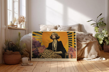 Paul Sinus Wandbild 120x80cm Elegante Frau mit Perlen Vintage Art Deco Portrait in Gold und Schwarz Wanddekoration