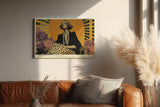 Paul Sinus Wandbild 120x80cm Elegante Frau mit Perlen Vintage Art Deco Portrait in Gold und Schwarz Wanddekoration