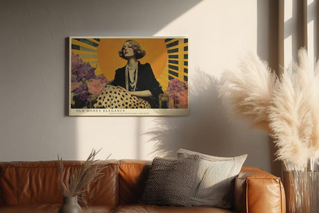 Paul Sinus Wandbild 120x80cm Elegante Frau mit Perlen Vintage Art Deco Portrait in Gold und Schwarz Wanddekoration