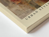 Paul Sinus Wandbild 120x80cm Elegante Frauen vor Skyline Moderne Stadt Collage Kunst in Beige Gold Wanddekoration