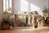 Paul Sinus Wandbild 120x80cm Elegante Frauen vor Skyline Moderne Stadt Collage Kunst in Beige Gold Wanddekoration