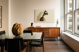Paul Sinus Wandbild 120x80cm elegante Katze Profil moderne Tierkunst minimalistische Linien warme Naturfarben Kunstdruck stilvolle Wanddekoration fuer Wohnzimmer Schlafzimmer Büro