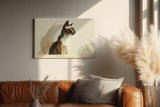 Paul Sinus Wandbild 120x80cm elegante Katze Profil moderne Tierkunst minimalistische Linien warme Naturfarben Kunstdruck stilvolle Wanddekoration fuer Wohnzimmer Schlafzimmer Büro
