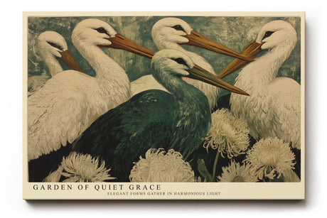 Paul Sinus Wandbild 120x80cm Elegante Störche Natur Kunstmotiv Voegel und Blumen in harmonischer Komposition