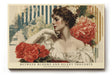 Paul Sinus Wandbild 120x80cm Elegantes Frauenportrait Blumen Kunst Retro Stil mit floraler Komposition