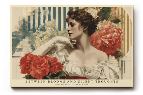 Paul Sinus Wandbild 120x80cm Elegantes Frauenportrait Blumen Kunst Retro Stil mit floraler Komposition
