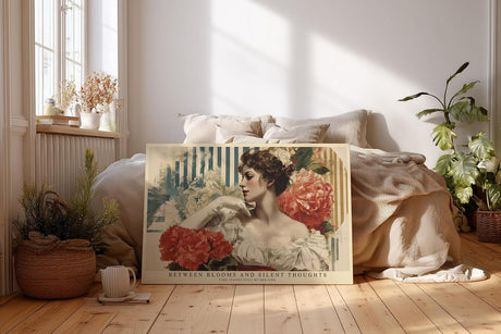 Paul Sinus Wandbild 120x80cm Elegantes Frauenportrait Blumen Kunst Retro Stil mit floraler Komposition