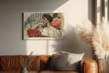 Paul Sinus Wandbild 120x80cm Elegantes Frauenportrait Blumen Kunst Retro Stil mit floraler Komposition