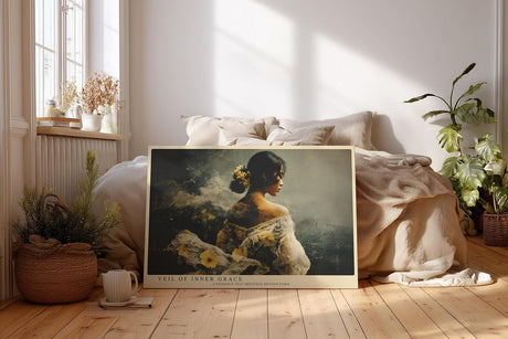 Paul Sinus Wandbild 120x80cm Elegantes Frauenportrait Blumen Kunstmotiv Romantische Figur in sanften Farben