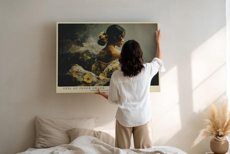 Paul Sinus Wandbild 120x80cm Elegantes Frauenportrait Blumen Kunstmotiv Romantische Figur in sanften Farben