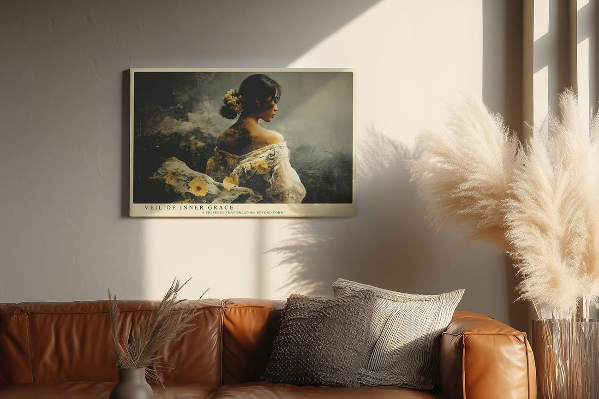Paul Sinus Wandbild 120x80cm Elegantes Frauenportrait Blumen Kunstmotiv Romantische Figur in sanften Farben