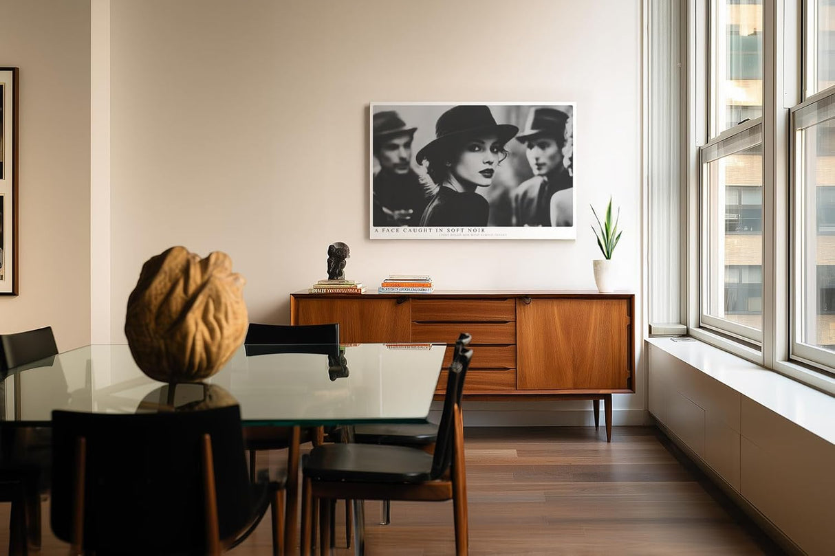 Paul Sinus Wandbild 120x80cm Elegantes Frauenportrait im Noir Stil Schwarz Weiss Fotokunst moderne Wanddekoration