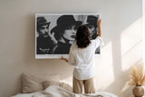 Paul Sinus Wandbild 120x80cm Elegantes Frauenportrait im Noir Stil Schwarz Weiss Fotokunst moderne Wanddekoration